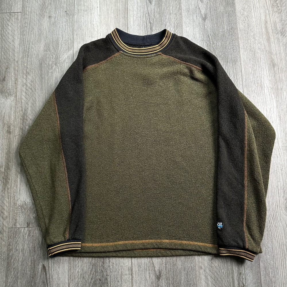 ALF KÜHL Clothing Alfpaca Fleece Crewneck Size L Olive Green aztec style